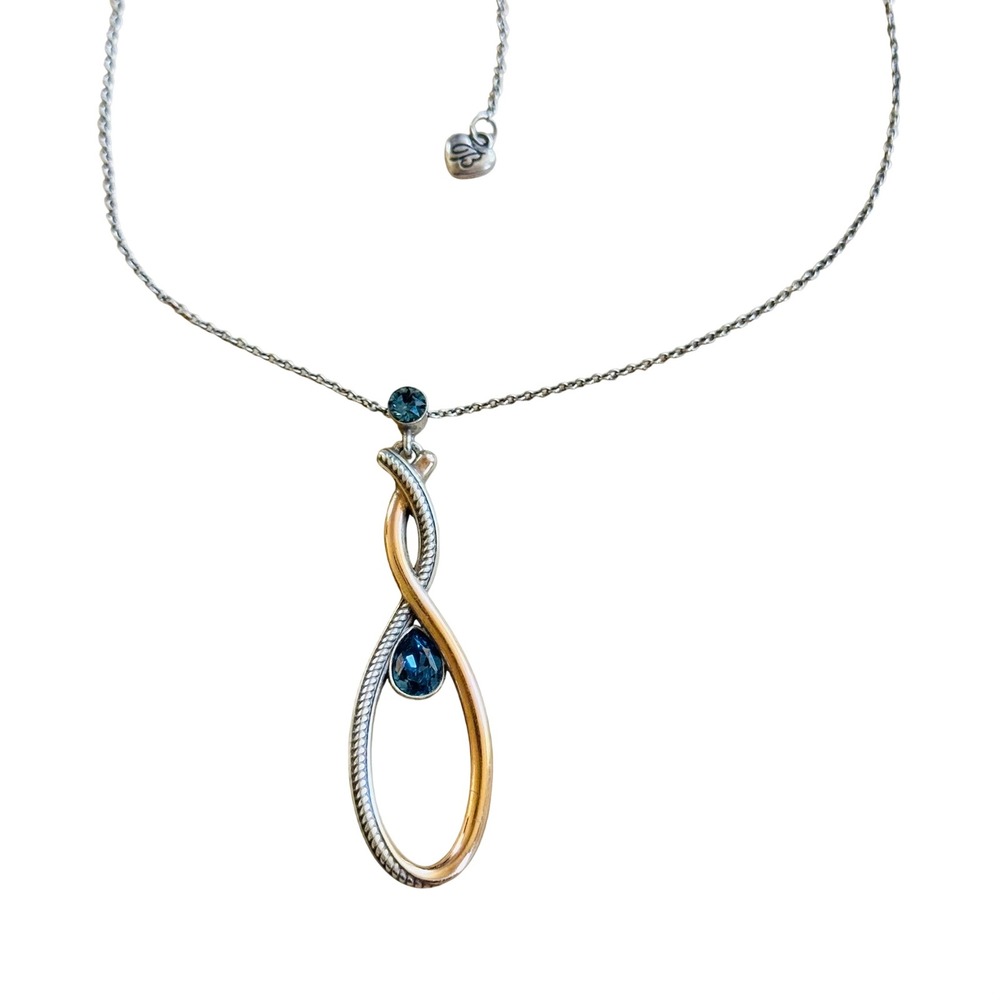 Brighton Neptunes rings necklace Silver Plated Swarovski Crystal Two Tone 19"